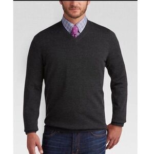 Joseph Abboud Extra Fine Merino Wool Dark Gray Vneck Sweater XL